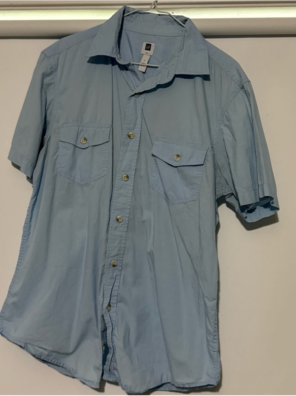 Light Blue Short-Sleeve Button-Up Shirt
